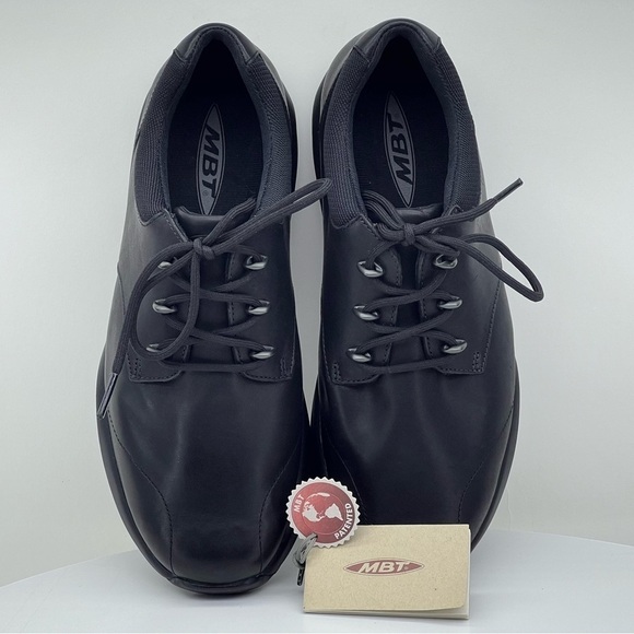 MBT Kampala Casual Oxford Rocker Comfort Walking Shoe Black Leather 8 EU38 New - Picture 1 of 15
